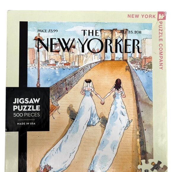 The New Yorker Wedding Season Puzzle 500 Pieces Bary Blitt Two Brides on Bridge - Picture 6 of 16